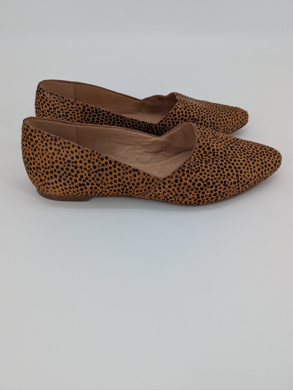 Madewell The Lizbeth Dotted Calf Hair Flats D'Orsay Minimalist Chic Brown 5.5